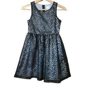 Newberry black gray sleeveless  laced flared girls dress